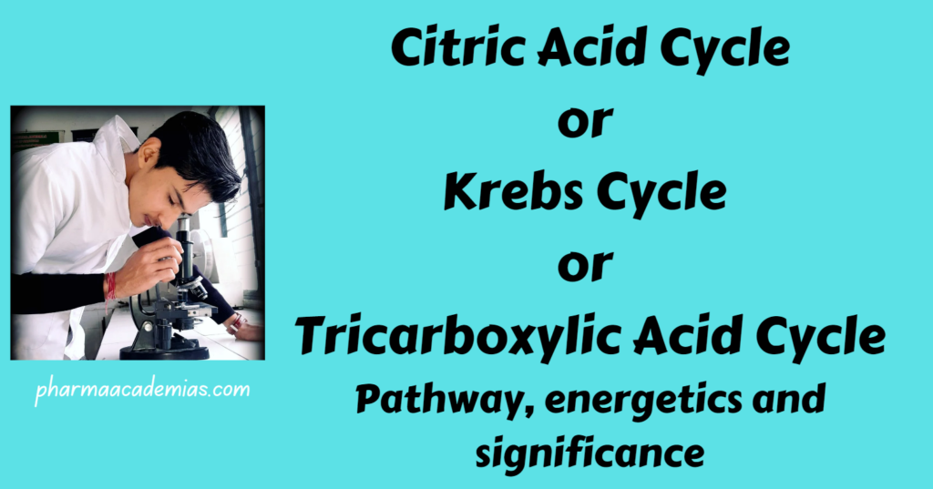 Citric Acid Cycle (Krebs Cycle or Tricarboxylic Acid Cycle): Pathway, energetics and significance