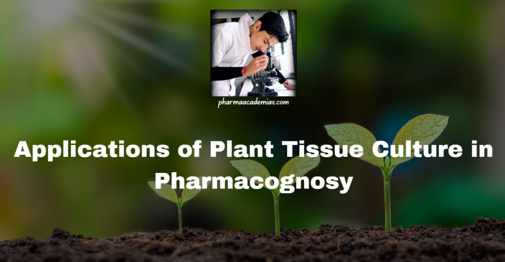 Applications of Plant Tissue Culture in Pharmacognosy