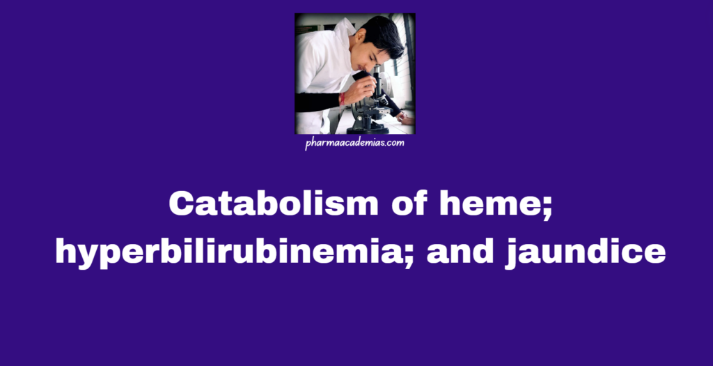 Catabolism of heme; hyperbilirubinemia; and jaundice