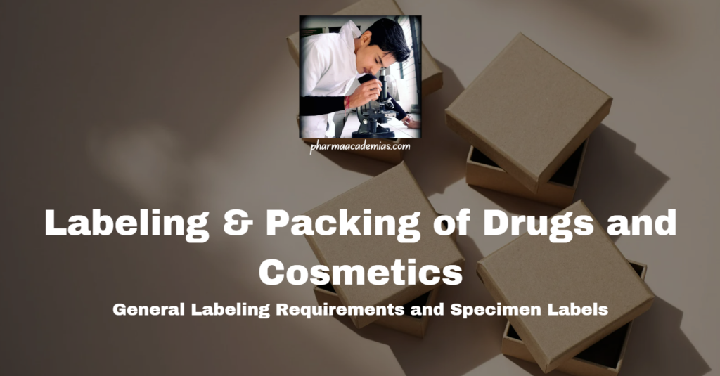 Labeling & Packing of Drugs and Cosmetics: General Labeling Requirements and Specimen Labels